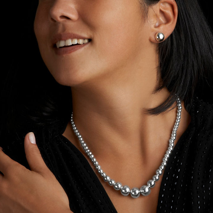 Athena Silver Half Bead Earrings - Corazon Latino