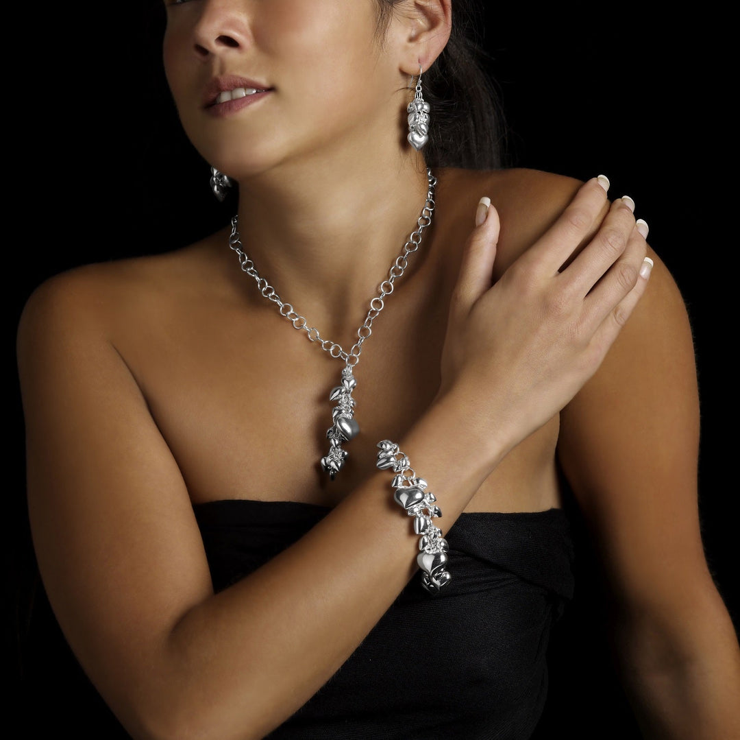 Cupid Silver Hearts Bracelet - Corazon Latino