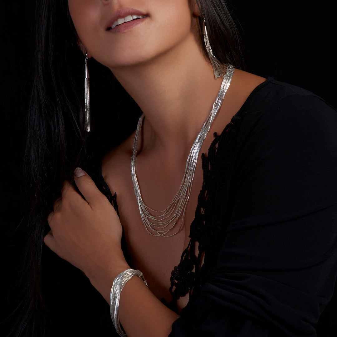 Sylviana 20 strand silver bracelet