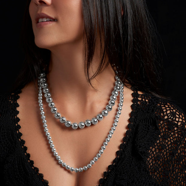 Astraea Long Silver Beads - Corazon Latino