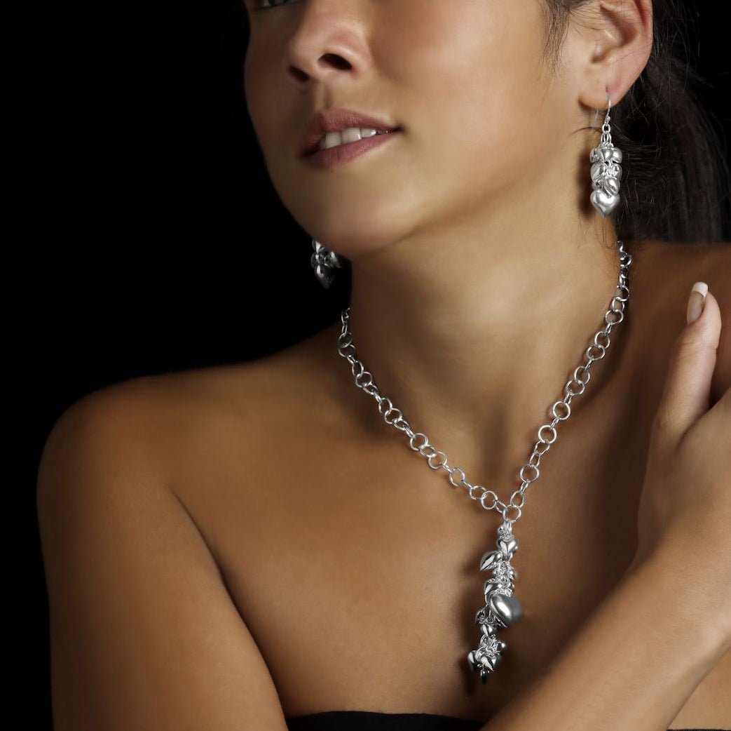 Cupid Silver Hearts Earrings - Corazon Latino