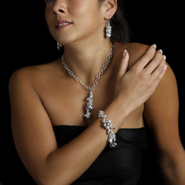 Cupid Silver Hearts Necklace - Corazon Latino