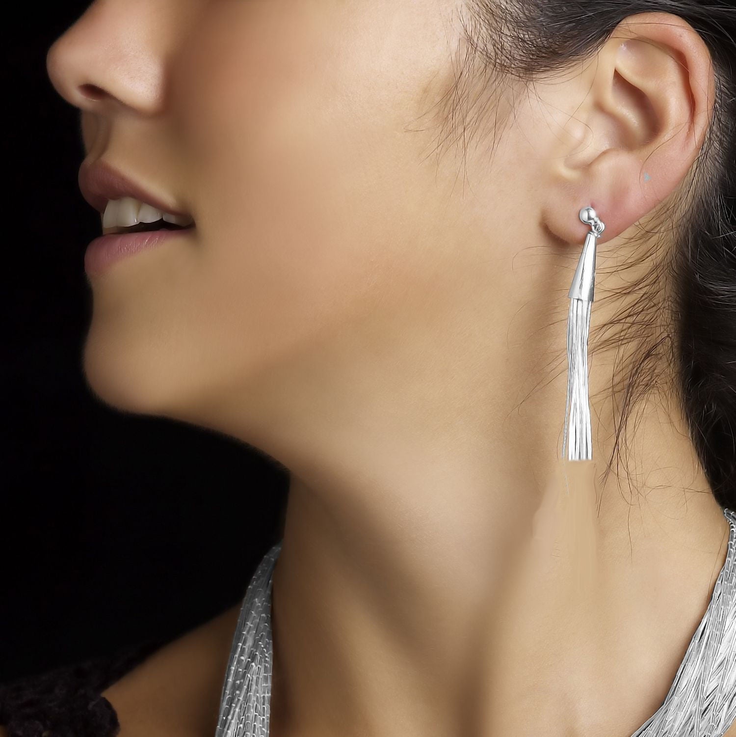 Sylviana Liquid Silver Earrings
